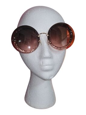 Round Pink Glitter Sunglasses - Unbranded